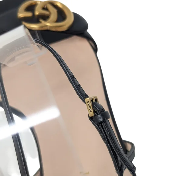 Gucci Marmont GG Double G Black Flat Sandal Size EU 37.5 - Picture 7 of 13